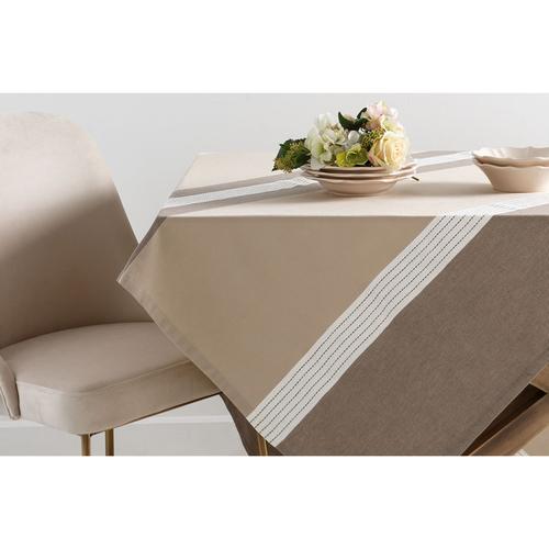  DALIA ORTASI BEYAZ ÇİZGİLİ KAHVE MASA ÖRTÜSÜ 160X220