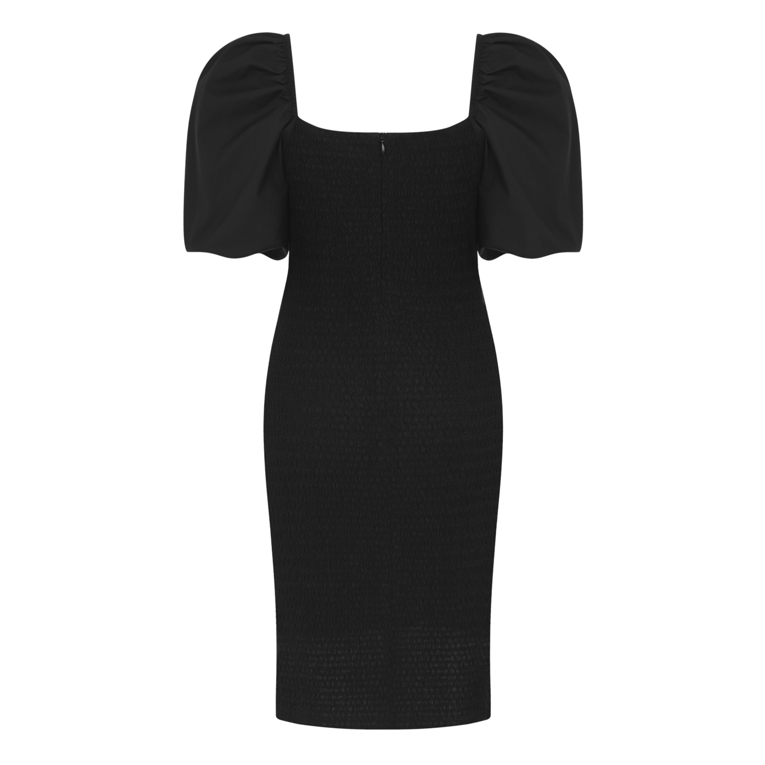 KARE YAKA AÇIK OMUZLU DAR ELBİSE