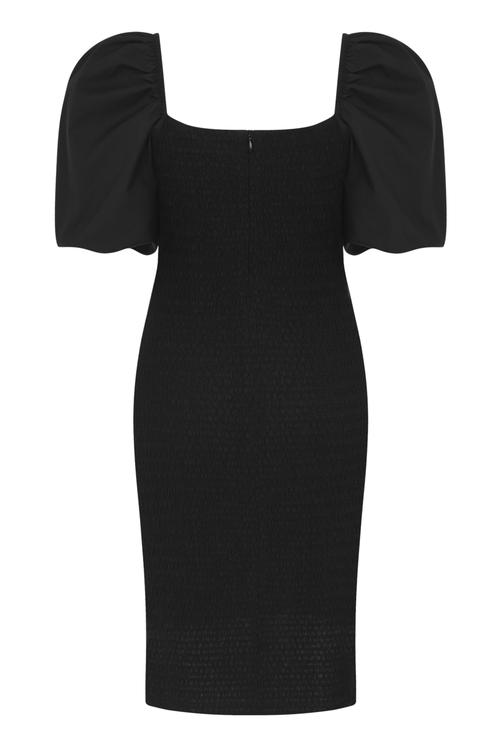  KARE YAKA AÇIK OMUZLU DAR ELBİSE