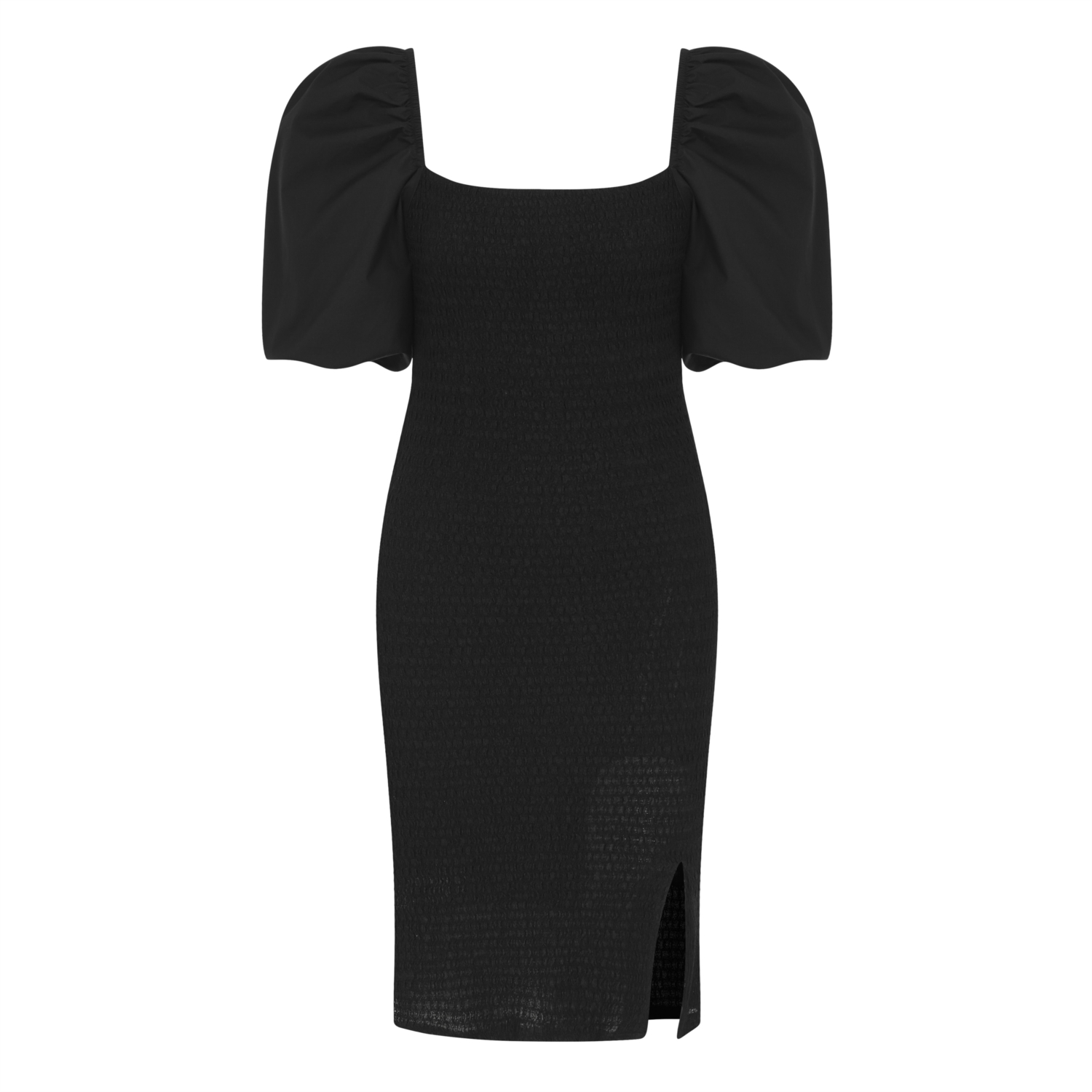 KARE YAKA AÇIK OMUZLU DAR ELBİSE