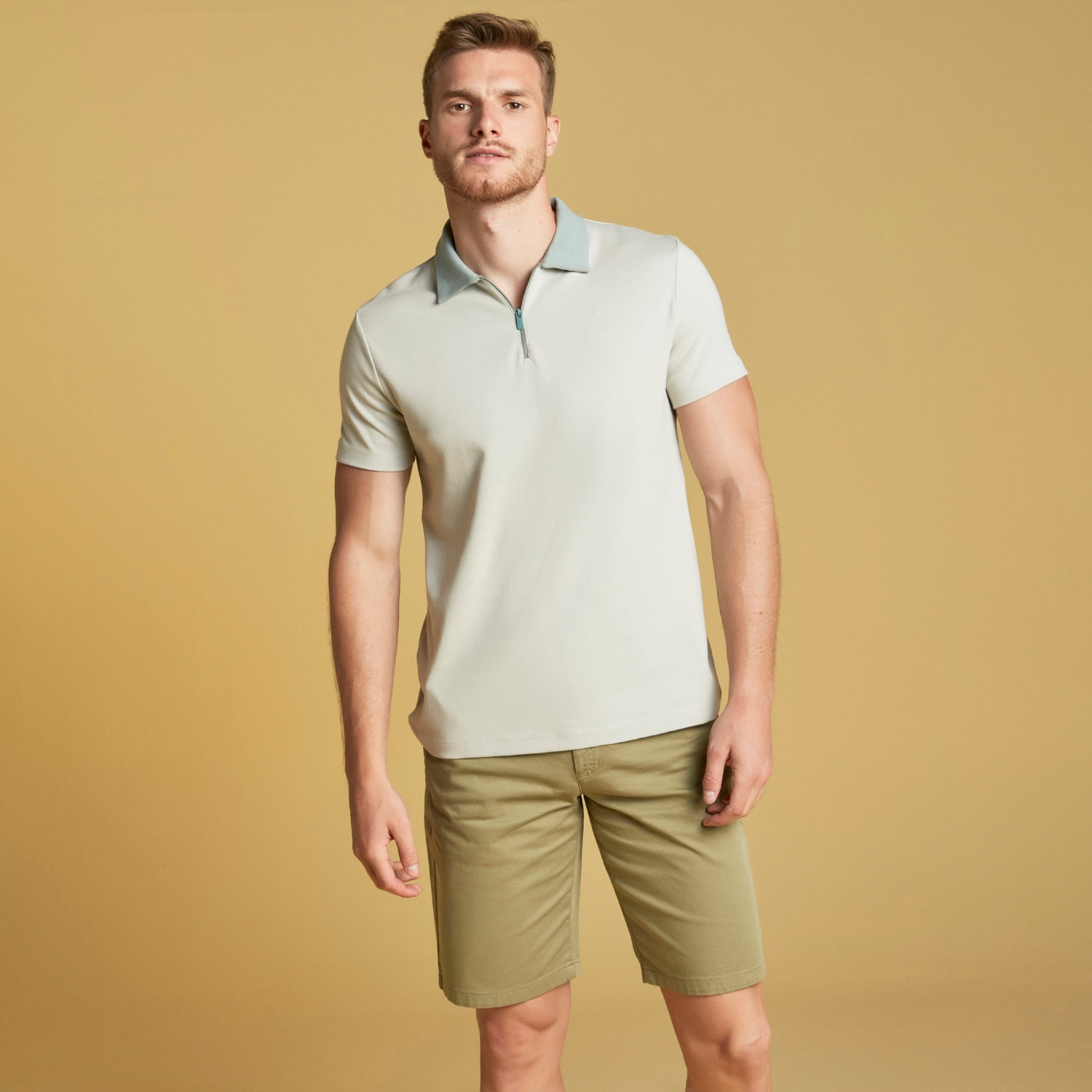 POLO YAKA FERMUAR DETAYLI PAMUK T-SHIRT