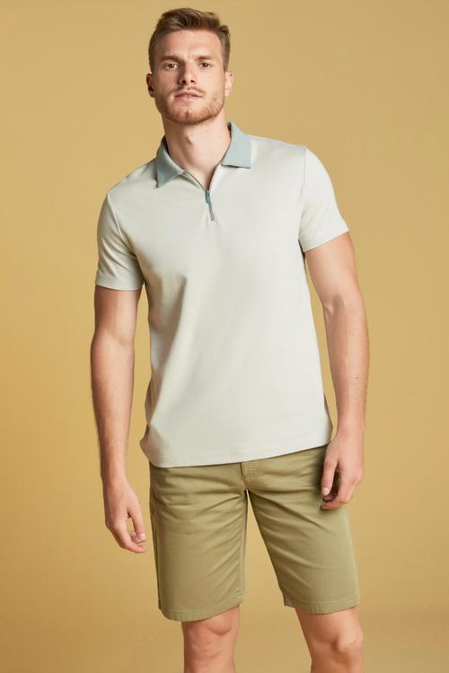  POLO YAKA FERMUAR DETAYLI PAMUK T-SHIRT