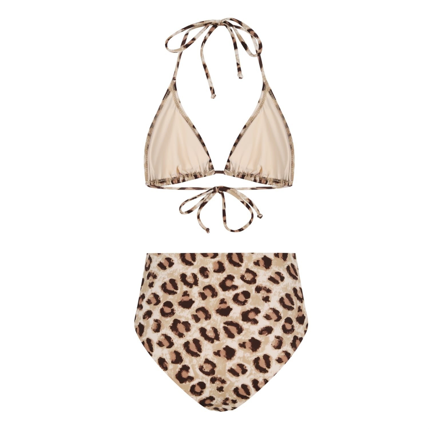 LEOPAR DESENLİ YÜKSEK BEL BİKİNİ TAKIMI