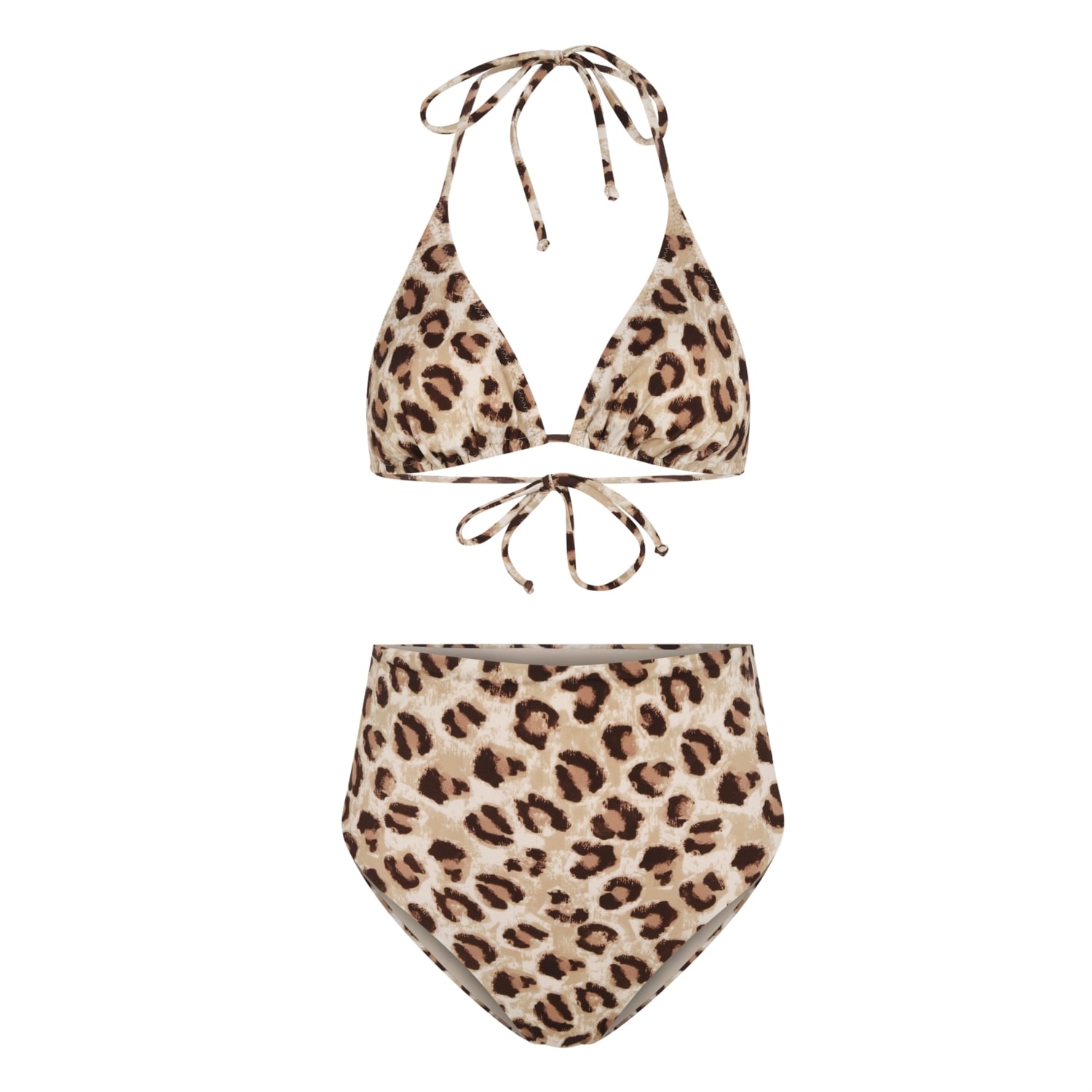 LEOPAR DESENLİ YÜKSEK BEL BİKİNİ TAKIMI