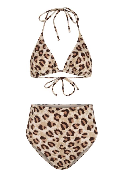  LEOPAR DESENLİ YÜKSEK BEL BİKİNİ TAKIMI