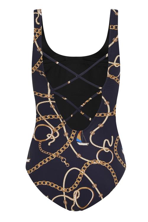  RETRO MARİN DESENLİ MAYO