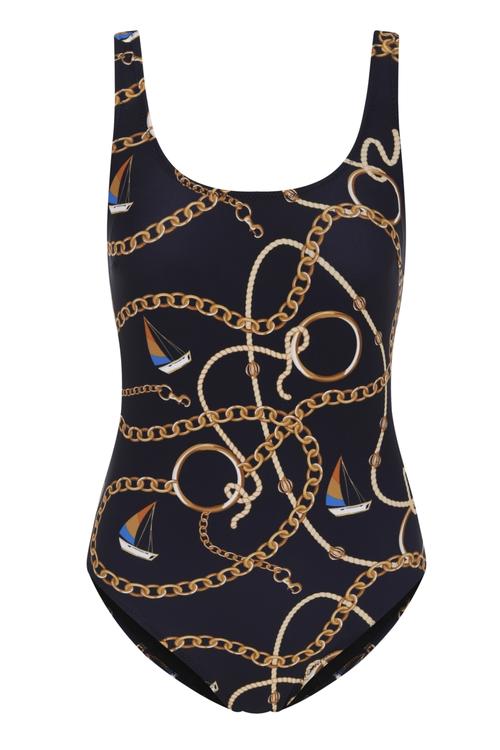  RETRO MARİN DESENLİ MAYO