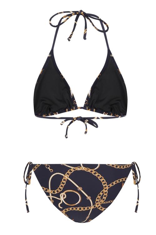  RETRO MARİN DESENLİ BİKİNİ TAKIMI