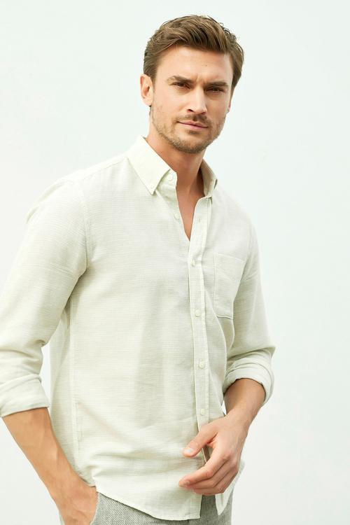  REGULAR KESİM PAMUK - KETEN GÖMLEK