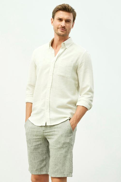  REGULAR KESİM PAMUK - KETEN GÖMLEK