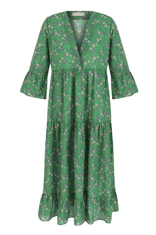  ÇİÇEK BASKILI MİDİ ELBİSE