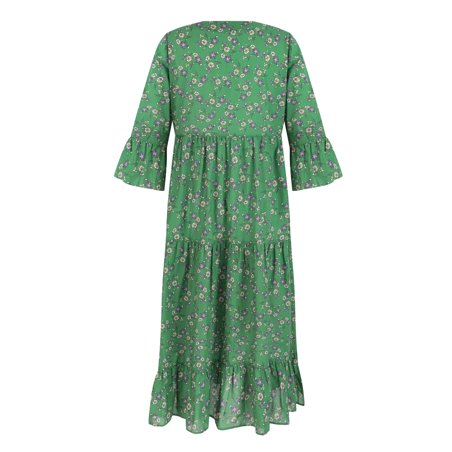 ÇİÇEK BASKILI MİDİ ELBİSE