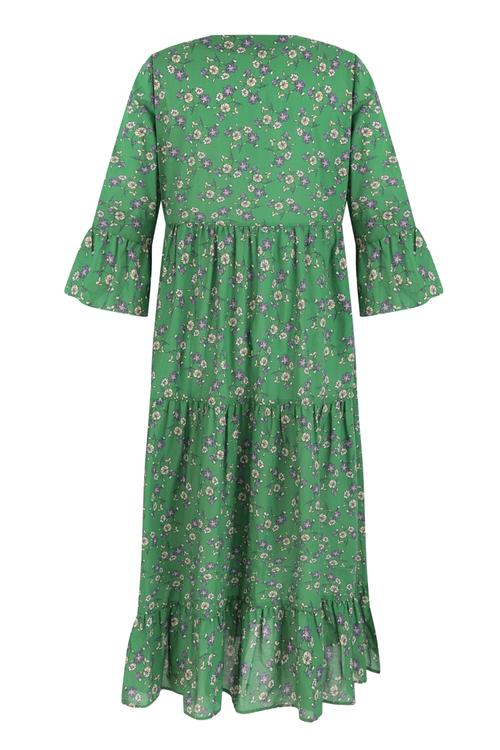  ÇİÇEK BASKILI MİDİ ELBİSE