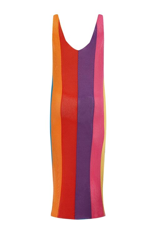  BLOK ÇİZGİLİ AJURLU ELBİSE