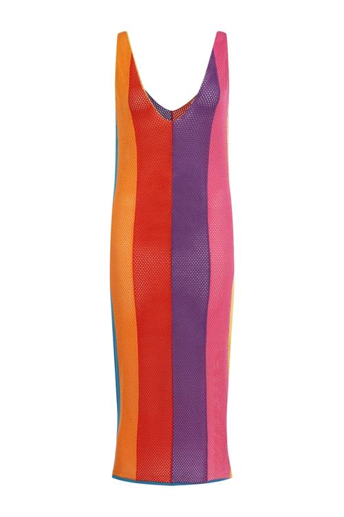  BLOK ÇİZGİLİ AJURLU ELBİSE