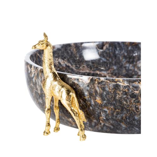  ZÜRAFA OBJELİ DEKORATİF KASE SİYAH 26X7CM