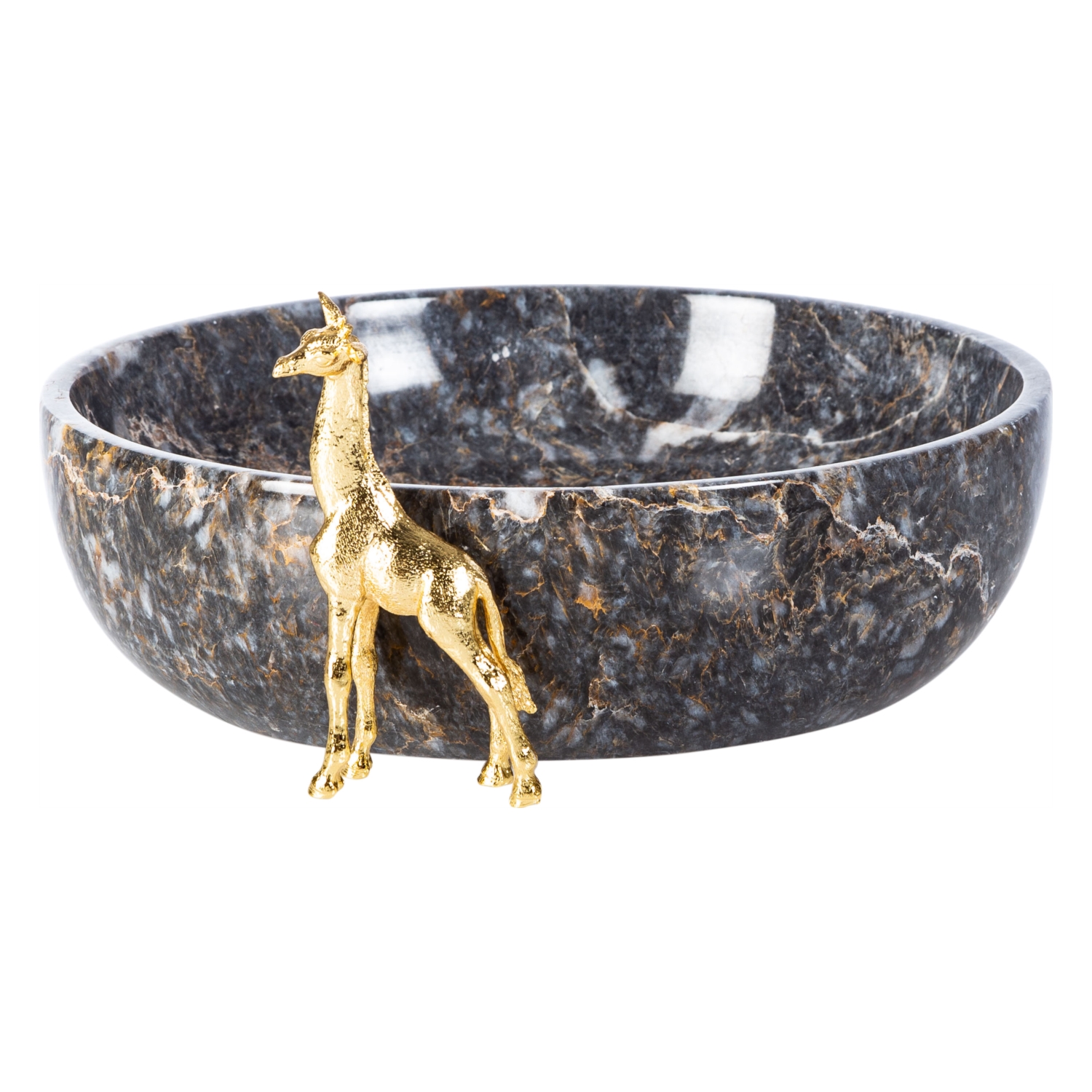 ZÜRAFA OBJELİ DEKORATİF KASE SİYAH 26X7CM