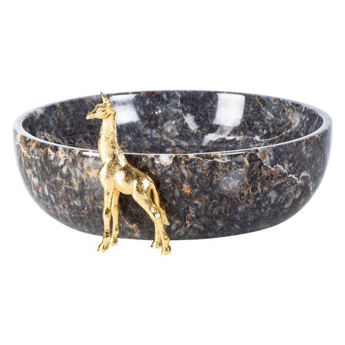  ZÜRAFA OBJELİ DEKORATİF KASE SİYAH 26X7CM