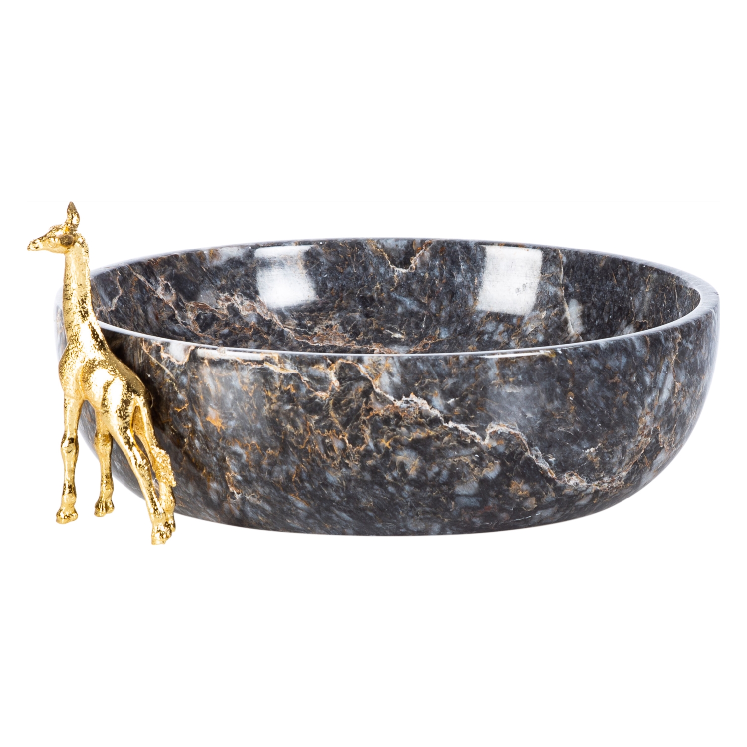 ZÜRAFA OBJELİ DEKORATİF KASE SİYAH 26X7CM