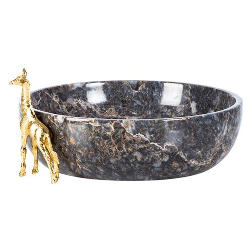  ZÜRAFA OBJELİ DEKORATİF KASE SİYAH 26X7CM