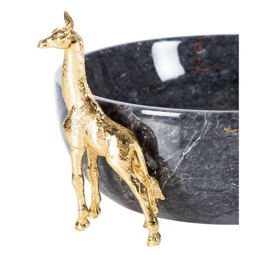  ZÜRAFA OBJELİ DEKORATİF KASE SİYAH 20X7CM