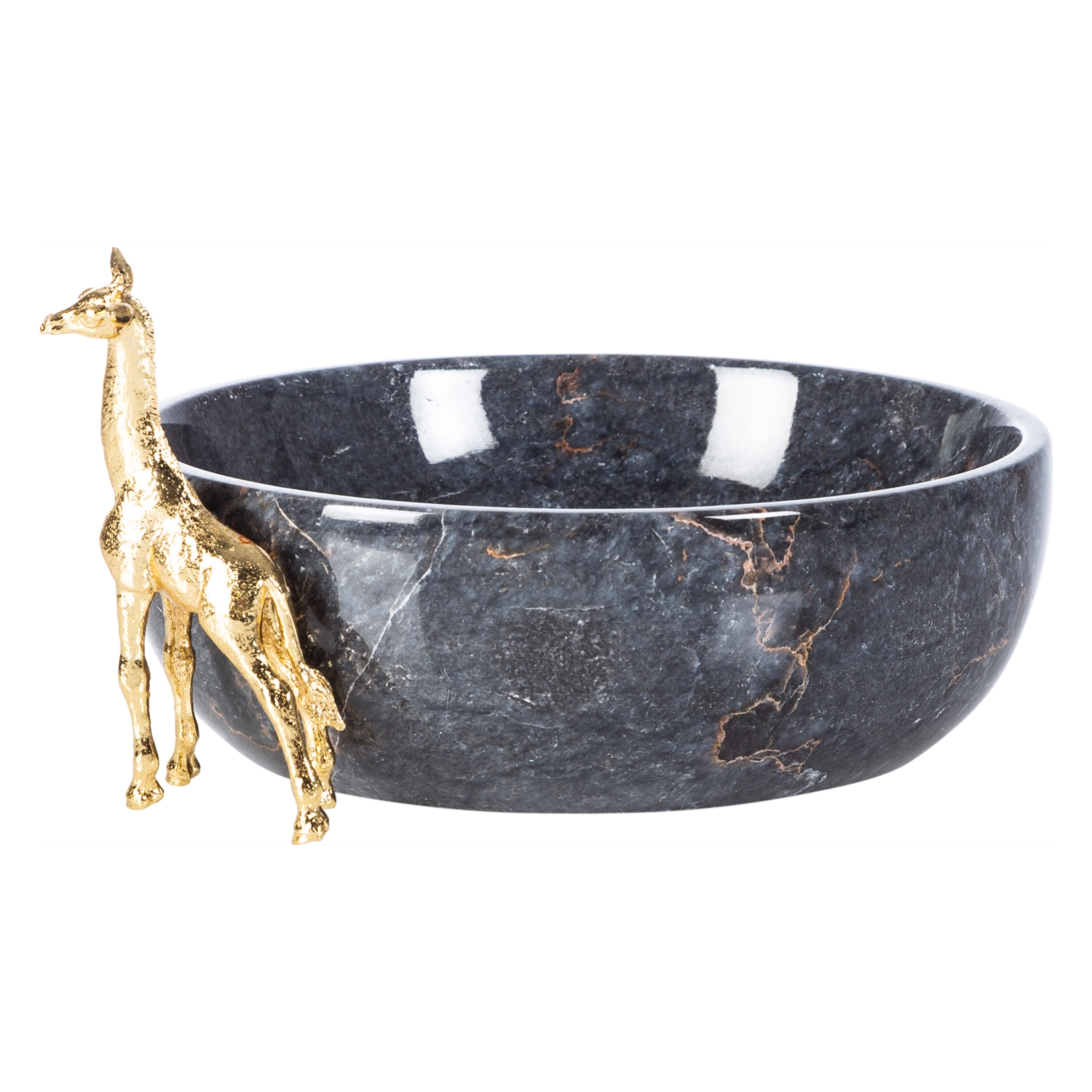 ZÜRAFA OBJELİ DEKORATİF KASE SİYAH 20X7CM