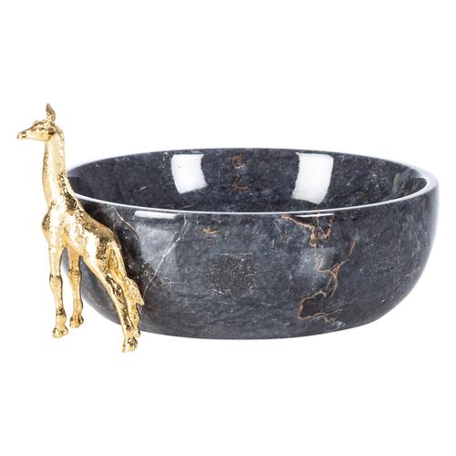  ZÜRAFA OBJELİ DEKORATİF KASE SİYAH 20X7CM