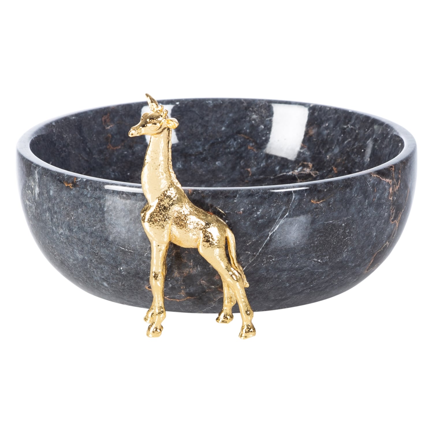 ZÜRAFA OBJELİ DEKORATİF KASE SİYAH 20X7CM