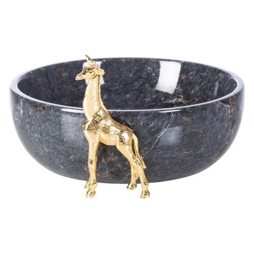  ZÜRAFA OBJELİ DEKORATİF KASE SİYAH 20X7CM