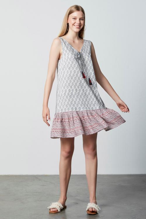  ETNİK DESENLİ ELBİSE