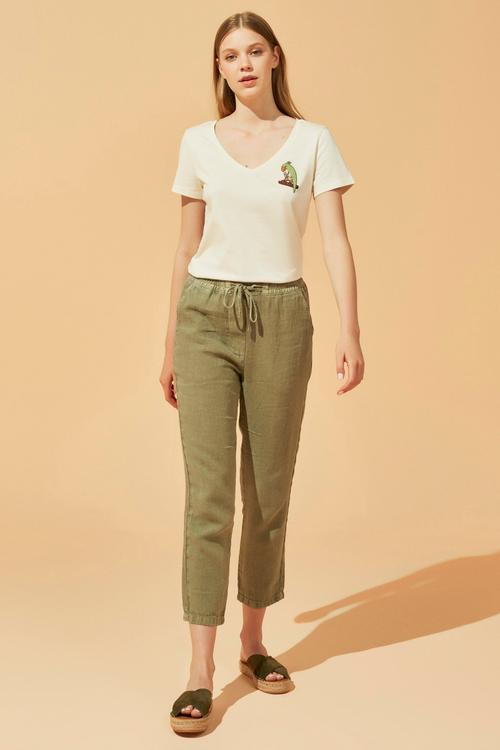  NAKIŞLI V YAKA T-SHIRT