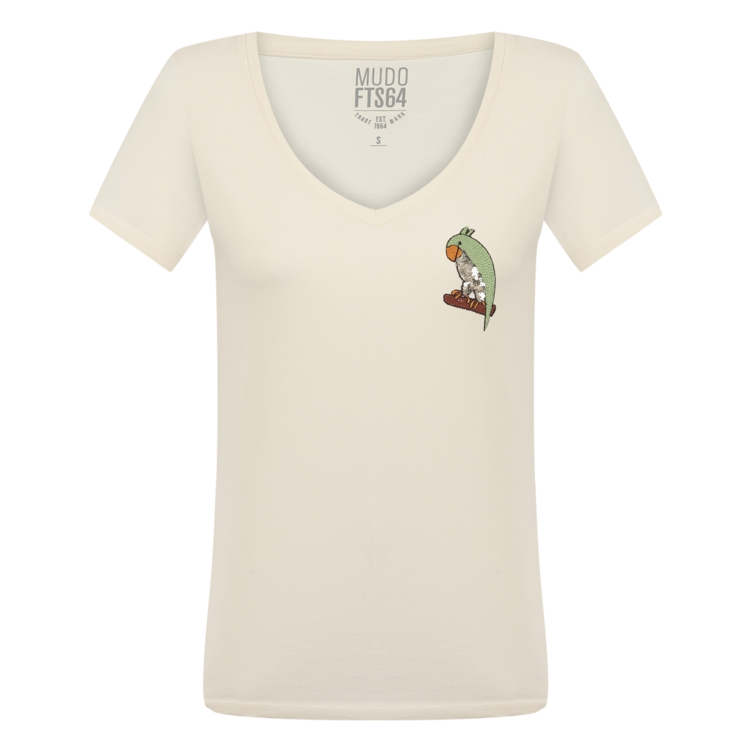 NAKIŞLI V YAKA T-SHIRT