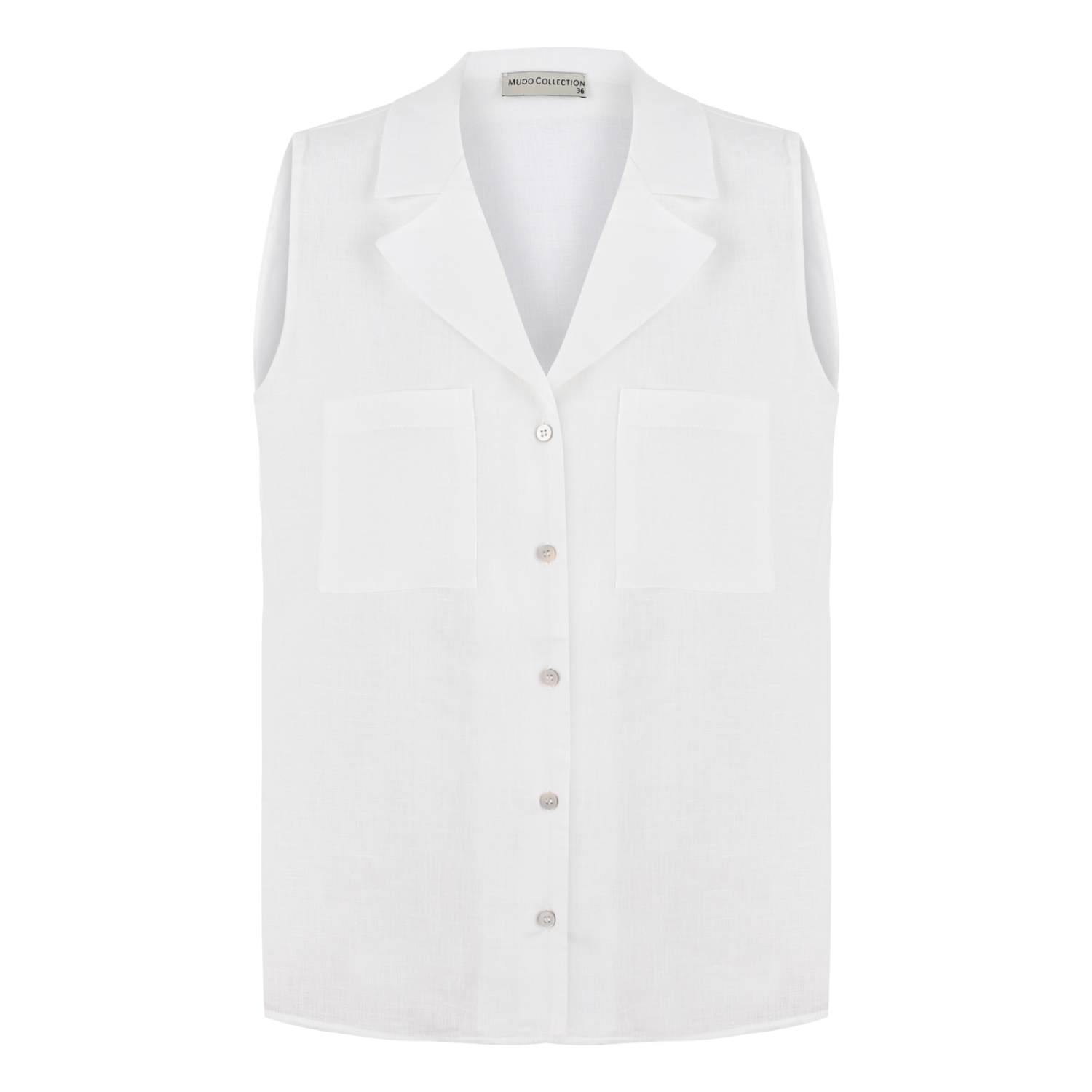 REGULAR KESİM KOLSUZ KETEN GÖMLEK