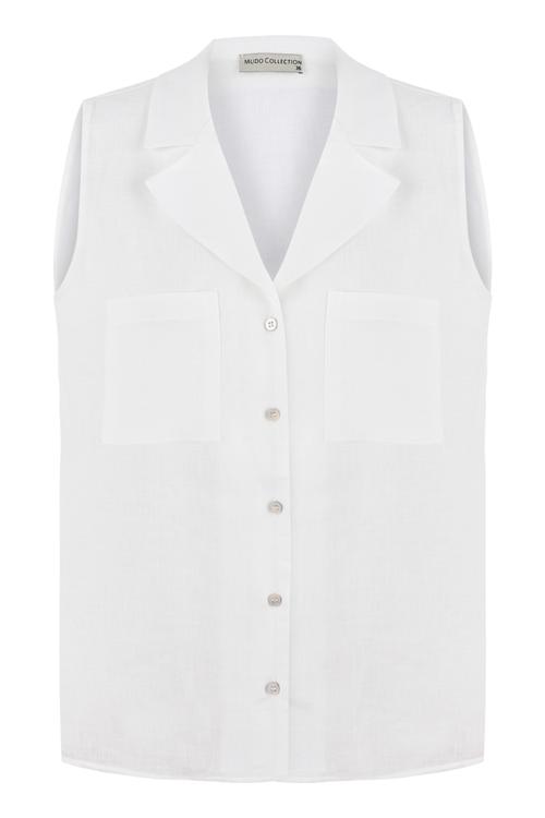  REGULAR KESİM KOLSUZ KETEN GÖMLEK