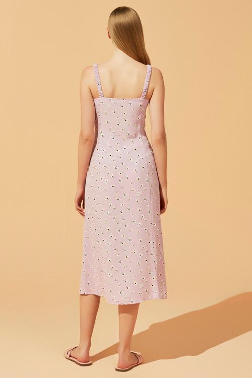  ÇİÇEKLİ MİDİ ELBİSE