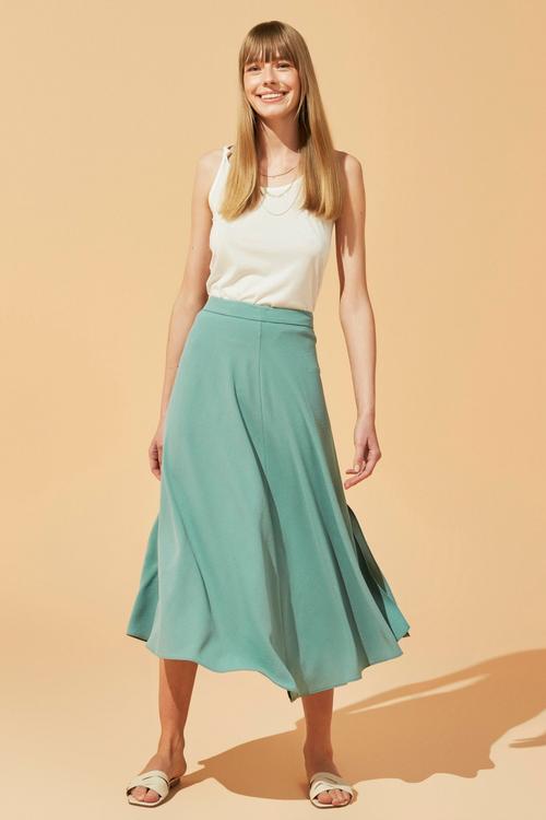  ASİMETRİK KESİM MİDİ ETEK