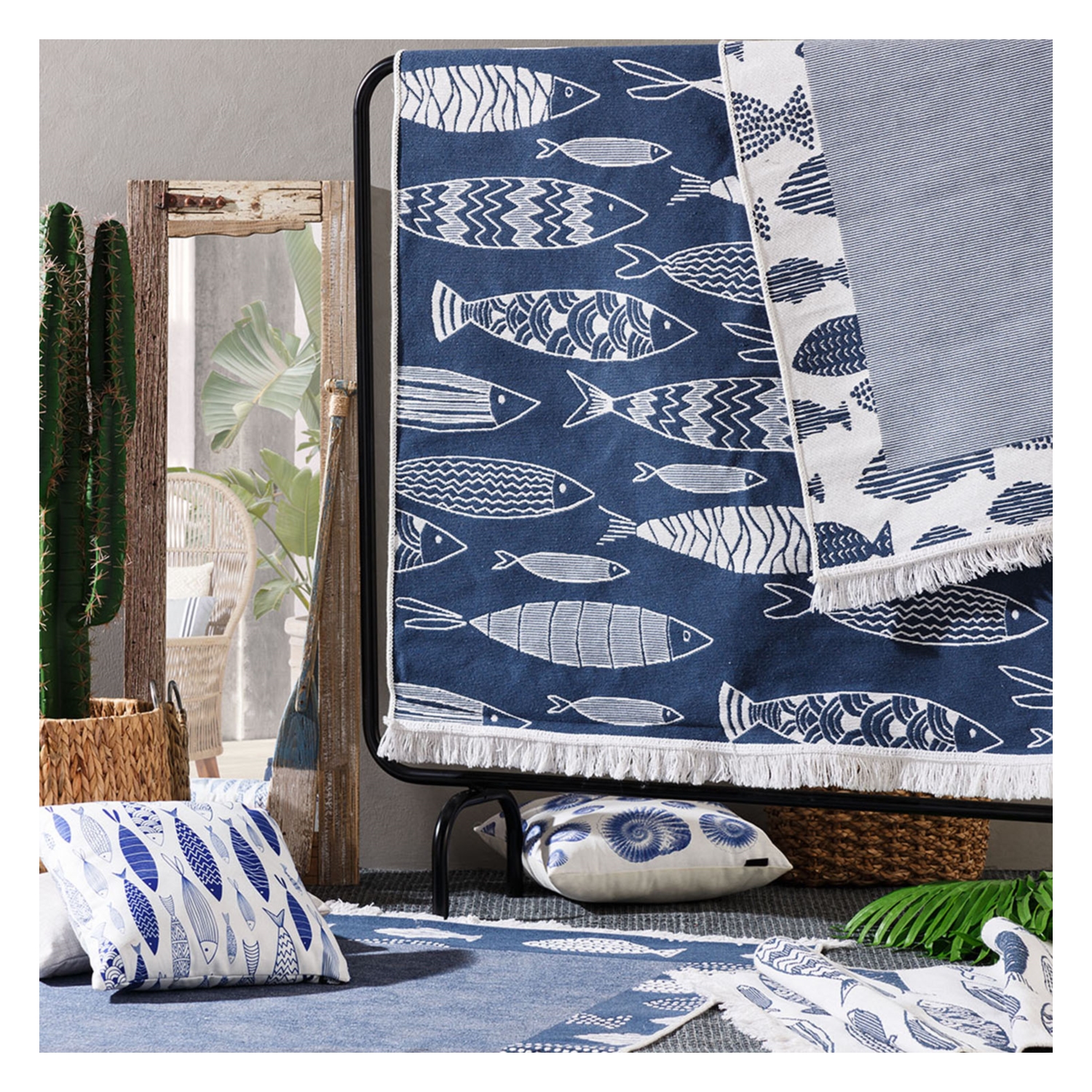 LARISSA OKYANUS HALI 120X180CM MAVİ BEYAZ