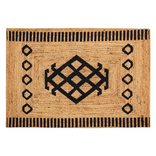  ETNIK MOTIF JÜT HALI SİYAH BEJ 120X180CM