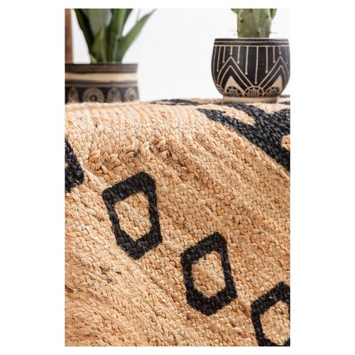  ETNIK MOTIF JÜT HALI SİYAH BEJ 120X180CM