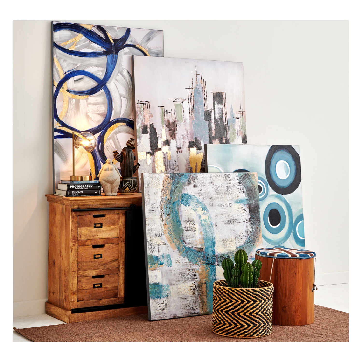 ABSTRACT CITY YAĞLIBOYA TABLO 100X100 CM