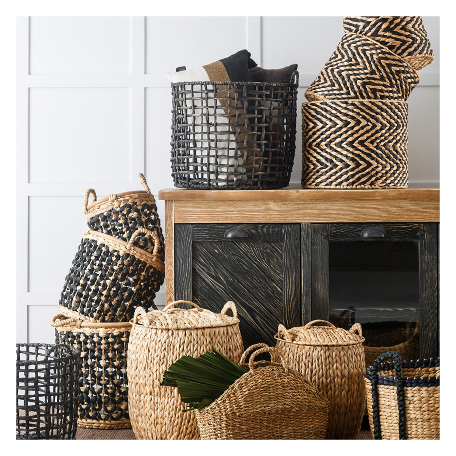 KAPAKLI HASIR SEPET 30X38CM