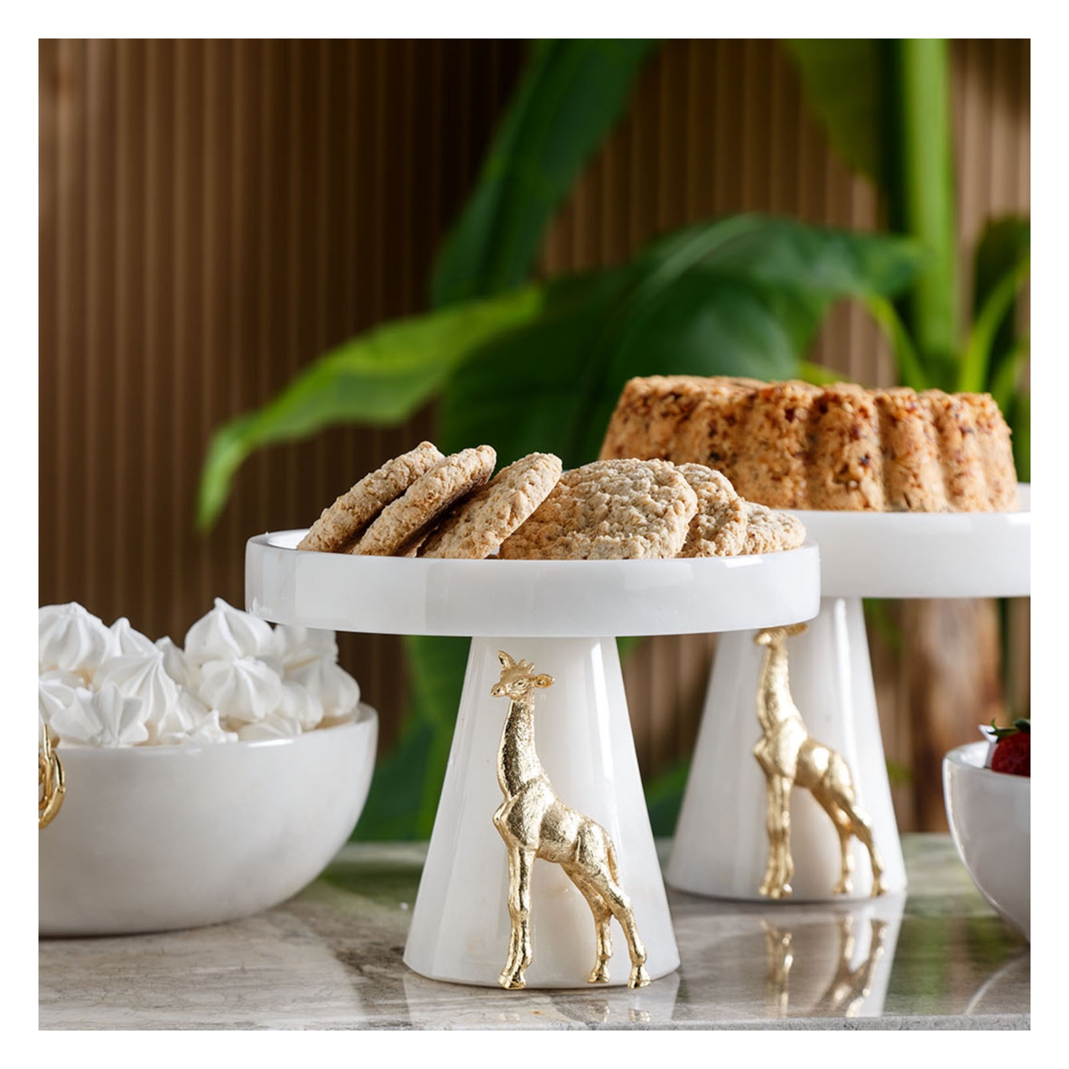 ZÜRAFA AYAKLI DEKORATİF SUNUMLUK BEYAZ 20X12CM