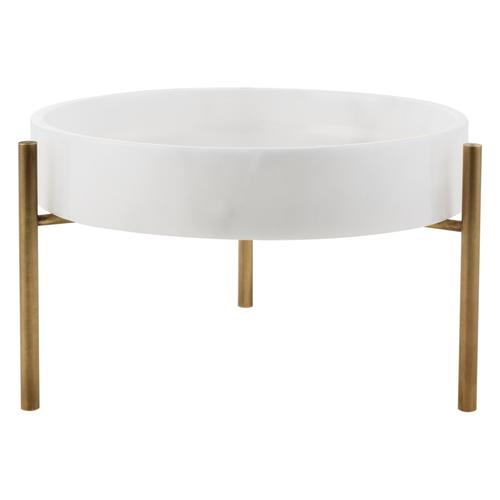  AYAKLI DEKORATİF KASE BEYAZ 25X5CM