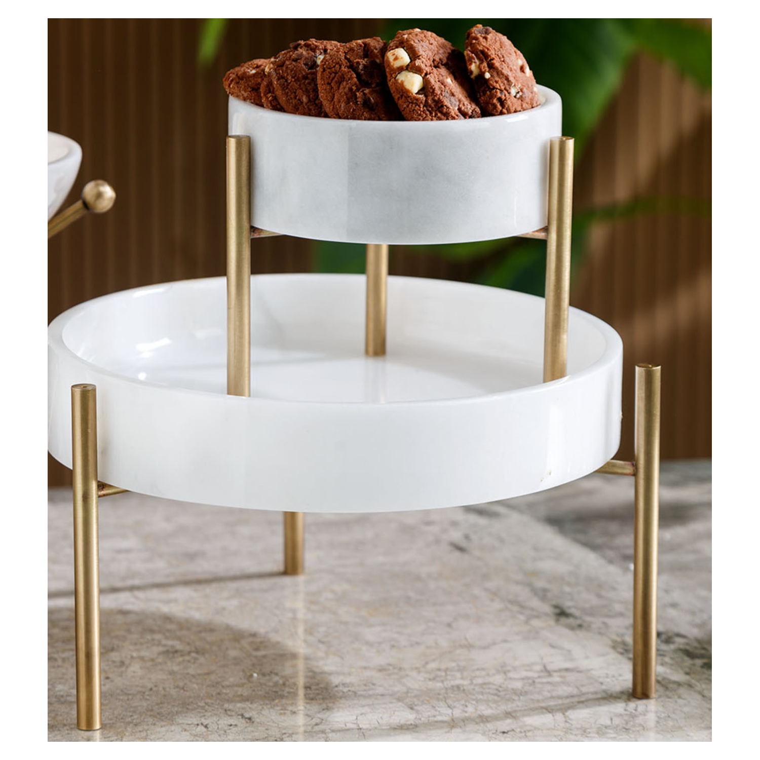 AYAKLI DEKORATİF KASE BEYAZ 25X5CM