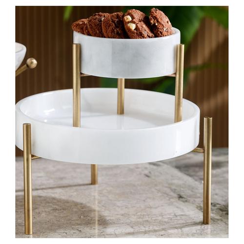  AYAKLI DEKORATİF KASE BEYAZ 25X5CM