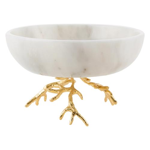  BOYNUZ AYAKLI DEKORATİF KASE BEYAZ 25X6CM