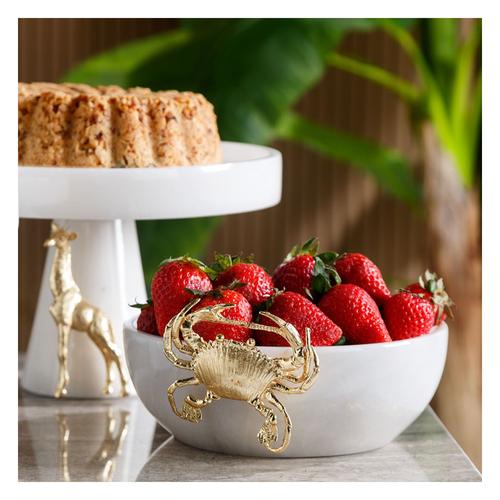  YENGEÇ OBJELİ DEKORATİF KASE BEYAZ 20X7CM