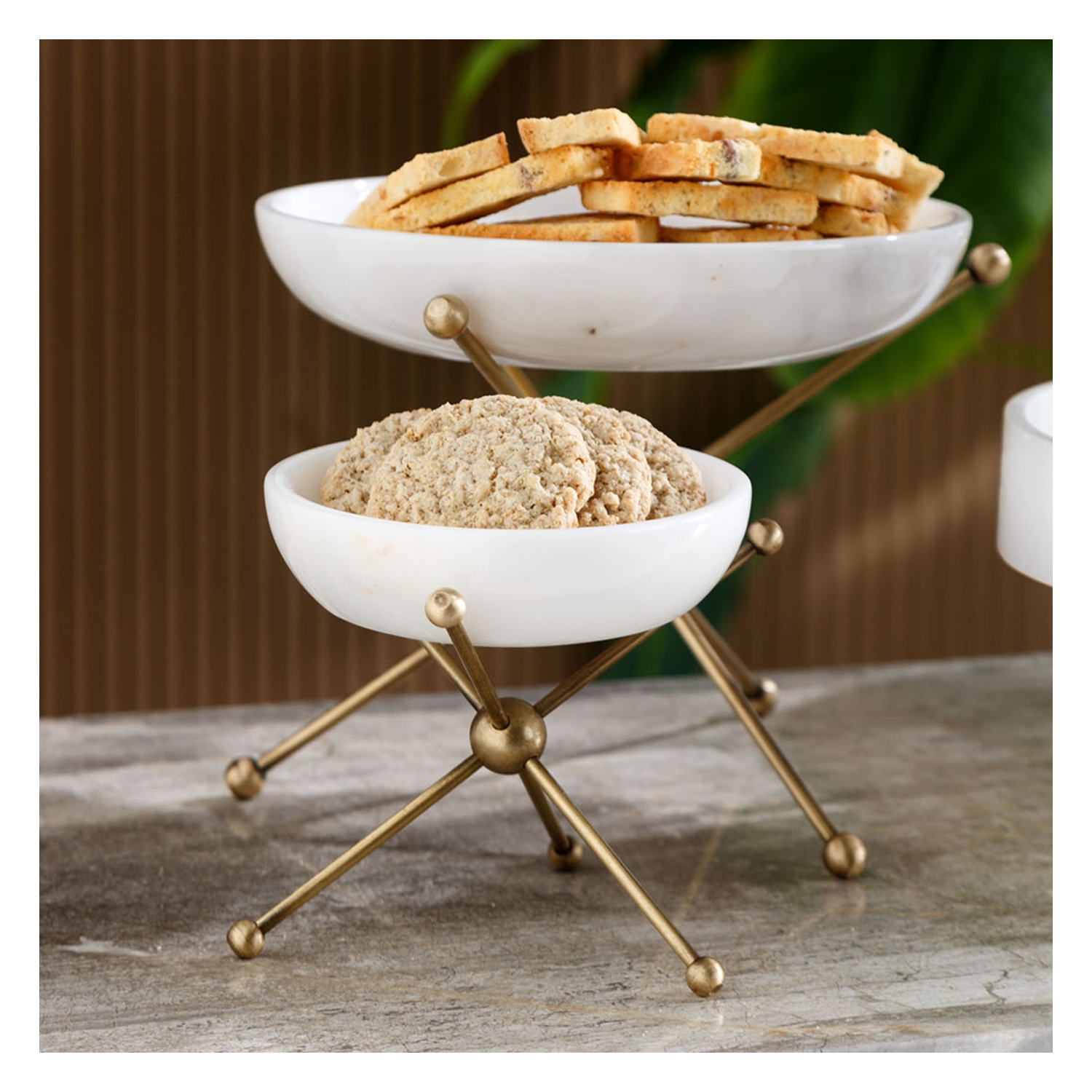 DENGE AYAKLI DEKORATİF KASE BEYAZ 15X4CM