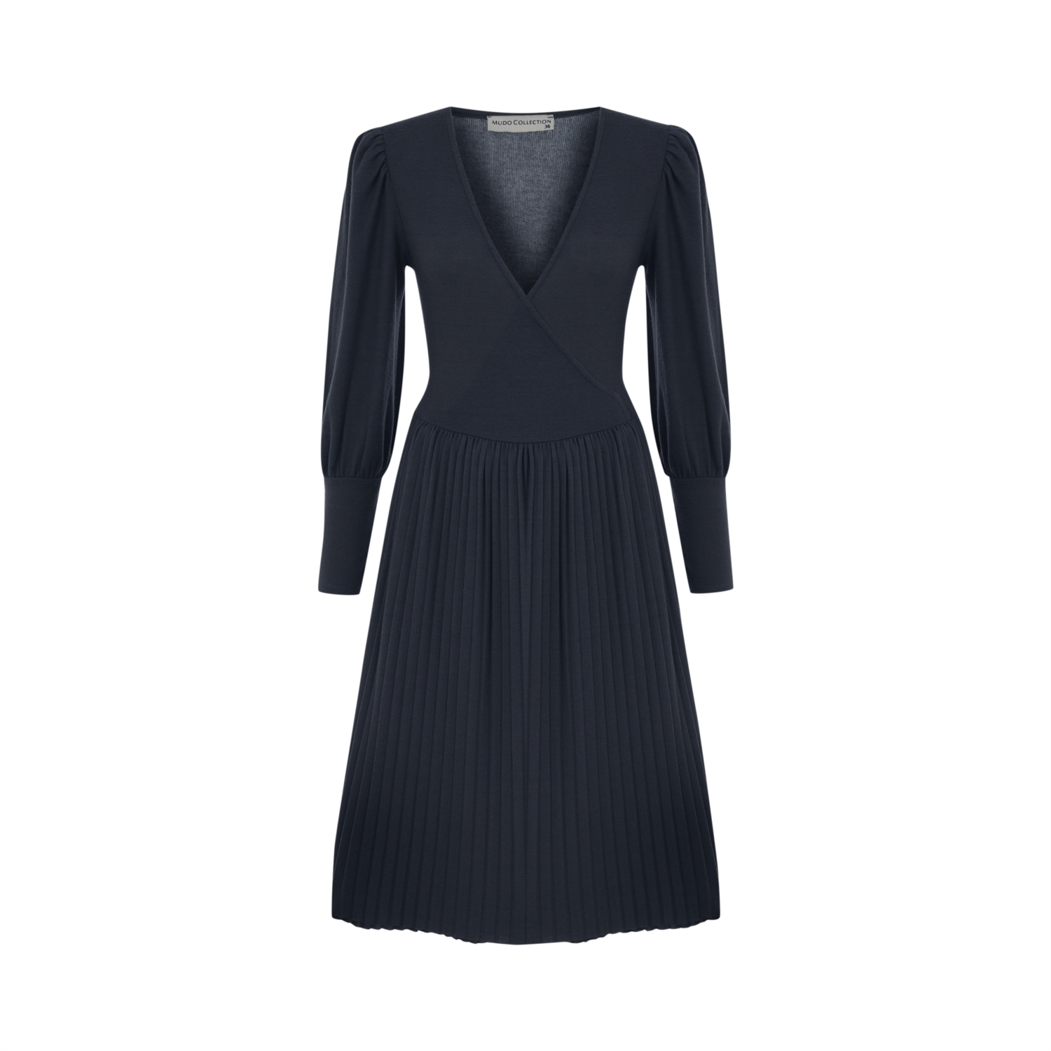 KRUVAZE YAKA MİDİ ELBİSE