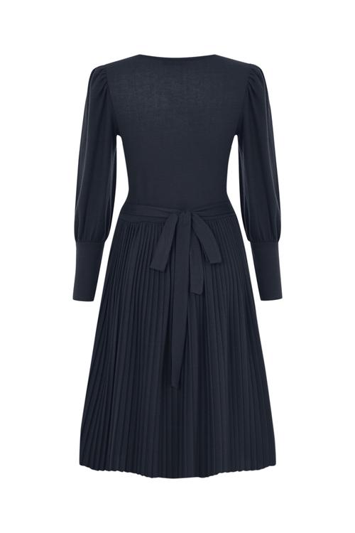  KRUVAZE YAKA MİDİ ELBİSE